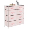 image:imagemDesign 353 High Steel FrameWood Top Storage Dresser Furniture 8 Slim Fabric Drawers Large Bureau Organizer for Baby Kid Teen Bedroom Nursery Playroom Dorm Spira Collection PinkWhite