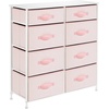 image:imagemDesign 353 High Steel FrameWood Top Storage Dresser Furniture 8 Slim Fabric Drawers Large Bureau Organizer for Baby Kid Teen Bedroom Nursery Playroom Dorm Spira Collection PinkWhite