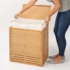image:imagemDesign Bamboo Wood Foldable Laundry Basket Storage Organizer wRemovable Fabric Liner Lid Collapsible Laundry Hamper for Laundry Room Bathroom Bedroom Holds Clothes  Echo Collection  Natural