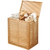 image:imagemDesign Bamboo Wood Foldable Laundry Basket Storage Organizer wRemovable Fabric Liner Lid Collapsible Laundry Hamper for Laundry Room Bathroom Bedroom Holds Clothes  Echo Collection  Natural