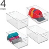 image:imagemDesign Deep Plastic Storage Organizer Container Bin Closet Organization for Hallway Bedroom Linen Coat and Entryway  Holds Clothing Blankets Accessories Toys Ligne Collection 4 Pack Clear146 x 81 x 6 Pack of 4