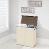 image:imagemDesign Extra Large Divided Laundry Hamper Basket with Removable Lid BuiltIn Handles  Portable and Foldable for Compact Storage  Chrome Handles  CreamEspresso Brown