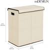 image:imagemDesign Extra Large Divided Laundry Hamper Basket with Removable Lid BuiltIn Handles  Portable and Foldable for Compact Storage  Chrome Handles  CreamEspresso Brown
