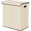image:imagemDesign Extra Large Divided Laundry Hamper Basket with Removable Lid BuiltIn Handles  Portable and Foldable for Compact Storage  Chrome Handles  CreamEspresso Brown