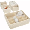 image:imagemDesign Fabric Drawer Organizer Bins KidsBaby Nursery Dresser Closet Shelf Playroom Organization Hold Clothes Toys Diapers Bibs Blankets Lido Collection Set of 4 2 Pack Taupe Stripe