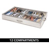 image:imagemDesign Fabric Under The Bed Shoe Storage Organizer Containers Bins for Mens Womens Kids Sneakers Flats Sandals Shoes  12 Compartments  Textured Print  LinenTan