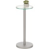 image:imagemDesign Glass Top SideEnd Drink Table  Tall Modern Round Accent Metal Nightstand Furniture for Living Room Dorm Home Office and Bedroom  9 Round  Dark Smoke GrayBlackChromeChrome Border