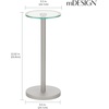 image:imagemDesign Glass Top SideEnd Drink Table  Tall Modern Round Accent Metal Nightstand Furniture for Living Room Dorm Home Office and Bedroom  9 Round  Dark Smoke GrayBlackChromeChrome Border