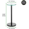image:imagemDesign Glass Top SideEnd Drink Table  Tall Modern Round Accent Metal Nightstand Furniture for Living Room Dorm Home Office and Bedroom  9 Round  Dark Smoke GrayBlackClear Matte Black