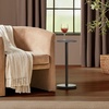 image:imagemDesign Glass Top SideEnd Drink Table  Tall Modern Round Accent Metal Nightstand Furniture for Living Room Dorm Home Office and Bedroom  9 Round  Dark Smoke GrayBlackBlack MarbleBlack