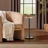 image:imagemDesign Glass Top SideEnd Drink Table  Tall Modern Round Accent Metal Nightstand Furniture for Living Room Dorm Home Office and Bedroom  9 Round  Dark Smoke GrayBlackClear Matte Black