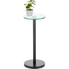 image:imagemDesign Glass Top SideEnd Drink Table  Tall Modern Round Accent Metal Nightstand Furniture for Living Room Dorm Home Office and Bedroom  9 Round  Dark Smoke GrayBlackClear Matte Black