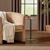 image:imagemDesign Glass Top SideEnd Drink Table  Tall Modern Round Accent Metal Nightstand Furniture for Living Room Dorm Home Office and Bedroom  9 Round  Dark Smoke GrayBlackSmokeBlackSmoke