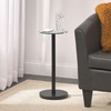 image:imagemDesign Glass Top SideEnd Drink Table  Tall Modern Round Accent Metal Nightstand Furniture for Living Room Dorm Home Office and Bedroom  9 Round  Dark Smoke GrayBlackClear Matte Black