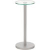 image:imagemDesign Glass Top SideEnd Drink Table  Tall Modern Round Accent Metal Nightstand Furniture for Living Room Dorm Home Office and Bedroom  9 Round  Dark Smoke GrayBlackChromeChrome Border