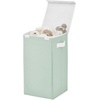 image:imagemDesign Large Upright Laundry Hamper Basket with Hinge Lid and Attached Handles  Foldable for Compact Storage in Bedroom Bathroom Laundry Room Apartment Dorm  Jane Collection  Mint GreenWhite