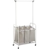 image:imagemDesign Laundry Cart and Rail  Portable Triple Laundry Hamper for Dirty Clothes Clean Clothes Ironing  Garment Rail for Hanging Clothes  GreyWhite
