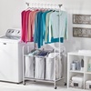 image:imagemDesign Laundry Cart and Rail  Portable Triple Laundry Hamper for Dirty Clothes Clean Clothes Ironing  Garment Rail for Hanging Clothes  GreyWhite