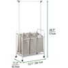 image:imagemDesign Laundry Cart and Rail  Portable Triple Laundry Hamper for Dirty Clothes Clean Clothes Ironing  Garment Rail for Hanging Clothes  GreyWhite
