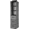 image:imagemDesign Long Soft Fabric Over Closet Rod Hanging Storage Organizer with 3 Shelves and 3 Drawers for Clothes Leggings Lingerie T Shirts  Textured Print  Charcoal GrayCharcoal Gray
