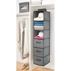 image:imagemDesign Long Soft Fabric Over Closet Rod Hanging Storage Organizer with 3 Shelves and 3 Drawers for Clothes Leggings Lingerie T Shirts  Textured Print  Charcoal GrayCharcoal Gray