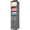 image:imagemDesign Long Soft Fabric Over Closet Rod Hanging Storage Organizer with 3 Shelves and 3 Drawers for Clothes Leggings Lingerie T Shirts  Textured Print  Charcoal GrayCharcoal Gray