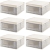 image:imagemDesign Medium Fabric Stackable Closet Storage Organizer Box with Front WindowLid for Bedroom Office Mudroom Organization Hold Clothes Blankets Linens Lido Collection 6 Pack BlackCream