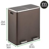 image:imagemDesign Metal Steel 16 Gallon60Liter Large Dual Compartment Step Trash Can Double Bin Trash CanRecycler Combo for Kitchen Holds Garbage Recycling Features Two Removable Liner Buckets  BronzeBronze