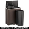 image:imagemDesign Metal Steel 16 Gallon60Liter Large Dual Compartment Step Trash Can Double Bin Trash CanRecycler Combo for Kitchen Holds Garbage Recycling Features Two Removable Liner Buckets  BronzeBronze
