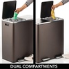 image:imagemDesign Metal Steel 16 Gallon60Liter Large Dual Compartment Step Trash Can Double Bin Trash CanRecycler Combo for Kitchen Holds Garbage Recycling Features Two Removable Liner Buckets  BronzeBronze