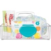 image:imagemDesign Nursery Plastic Storage Caddy Divided Bin  Utility Tote with Handle Holds Bottles Spoons Bibs Pacifiers Diapers Wipes Baby Lotion  2 Sections BPA Free Medium  Clear