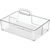 image:imagemDesign Nursery Plastic Storage Caddy Divided Bin  Utility Tote with Handle Holds Bottles Spoons Bibs Pacifiers Diapers Wipes Baby Lotion  2 Sections BPA Free Medium  Clear