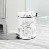 image:imagemDesign Pedal Bin  Metal Waste Bin with Pedal Lid and Plastic Bucket Insert  for Bathroom Kitchen and Office  3 Litre Household Rubbish Bin with Ergonomic Design  BlackWhite Marble