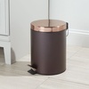 image:imagemDesign Pedal Bin  Metal Waste Bin with Pedal Lid and Plastic Bucket Insert  for Bathroom Kitchen and Office  3 Litre Household Rubbish Bin with Ergonomic Design  BlackBronzeRose Gold
