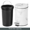 image:imagemDesign Pedal Bin  Metal Waste Bin with Pedal Lid and Plastic Bucket Insert  for Bathroom Kitchen and Office  3 Litre Household Rubbish Bin with Ergonomic Design  BlackWhite Marble