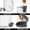 image:imagemDesign Pedal Bin  Metal Waste Bin with Pedal Lid and Plastic Bucket Insert  for Bathroom Kitchen and Office  3 Litre Household Rubbish Bin with Ergonomic Design  BlackWhite Marble