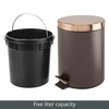 image:imagemDesign Pedal Bin  Metal Waste Bin with Pedal Lid and Plastic Bucket Insert  for Bathroom Kitchen and Office  3 Litre Household Rubbish Bin with Ergonomic Design  BlackBronzeRose Gold