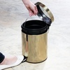 image:imagemDesign Pedal Bin  Metal Waste Bin with Pedal Lid and Plastic Bucket Insert  for Bathroom Kitchen and Office  3 Litre Household Rubbish Bin with Ergonomic Design  BlackSoft Brass