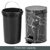 image:imagemDesign Pedal Bin  Metal Waste Bin with Pedal Lid and Plastic Bucket Insert  for Bathroom Kitchen and Office  3 Litre Household Rubbish Bin with Ergonomic Design  BlackBlack Marble