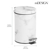 image:imagemDesign Pedal Bin  Metal Waste Bin with Pedal Lid and Plastic Bucket Insert  for Bathroom Kitchen and Office  3 Litre Household Rubbish Bin with Ergonomic Design  BlackWhite Marble