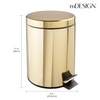 image:imagemDesign Pedal Bin  Metal Waste Bin with Pedal Lid and Plastic Bucket Insert  for Bathroom Kitchen and Office  3 Litre Household Rubbish Bin with Ergonomic Design  BlackSoft Brass