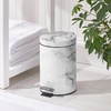 image:imagemDesign Pedal Bin  Metal Waste Bin with Pedal Lid and Plastic Bucket Insert  for Bathroom Kitchen and Office  3 Litre Household Rubbish Bin with Ergonomic Design  BlackWhite Marble