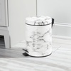 image:imagemDesign Pedal Bin  Metal Waste Bin with Pedal Lid and Plastic Bucket Insert  for Bathroom Kitchen and Office  3 Litre Household Rubbish Bin with Ergonomic Design  BlackWhite Marble