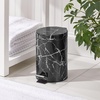 image:imagemDesign Pedal Bin  Metal Waste Bin with Pedal Lid and Plastic Bucket Insert  for Bathroom Kitchen and Office  3 Litre Household Rubbish Bin with Ergonomic Design  BlackBlack Marble