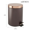 image:imagemDesign Pedal Bin  Metal Waste Bin with Pedal Lid and Plastic Bucket Insert  for Bathroom Kitchen and Office  3 Litre Household Rubbish Bin with Ergonomic Design  BlackBronzeRose Gold