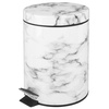 image:imagemDesign Pedal Bin  Metal Waste Bin with Pedal Lid and Plastic Bucket Insert  for Bathroom Kitchen and Office  3 Litre Household Rubbish Bin with Ergonomic Design  BlackWhite Marble