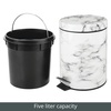 image:imagemDesign Pedal Bin  Metal Waste Bin with Pedal Lid and Plastic Bucket Insert  for Bathroom Kitchen and Office  3 Litre Household Rubbish Bin with Ergonomic Design  BlackWhite Marble