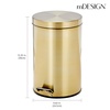 image:imagemDesign Pedal Bin  Metal Waste Bin with Pedal Lid and Plastic Bucket Insert  for Bathroom Kitchen and Office  3 Litre Household Rubbish Bin with Ergonomic Design  BlackSoft Brass