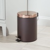 image:imagemDesign Pedal Bin  Metal Waste Bin with Pedal Lid and Plastic Bucket Insert  for Bathroom Kitchen and Office  3 Litre Household Rubbish Bin with Ergonomic Design  BlackBronzeRose Gold