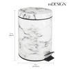 image:imagemDesign Pedal Bin  Metal Waste Bin with Pedal Lid and Plastic Bucket Insert  for Bathroom Kitchen and Office  3 Litre Household Rubbish Bin with Ergonomic Design  BlackWhite Marble